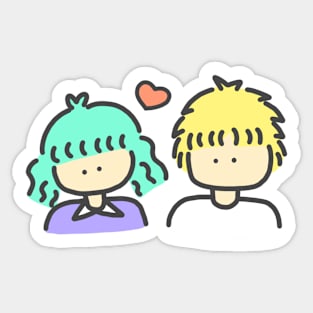 Retro Pop Cute Kawaii Couple Japanese Boy & Girl Anime 70s 80s 90s Art Sticker